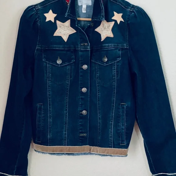 Women's Denim Jacket with Red Rodeo Accents - Picture 3 of 9